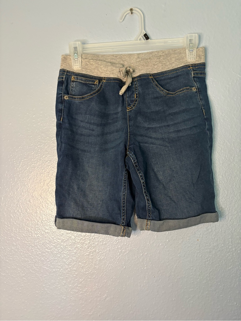 Denim Pull-On Roll Cuff Shorts - Dark Blue